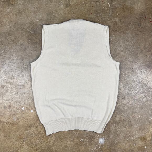Vintage Robert Bruce Sweater Vest Men’s M Natural V-Neck 100% Orlon Acrylic‎ USA - Picture 3 of 8